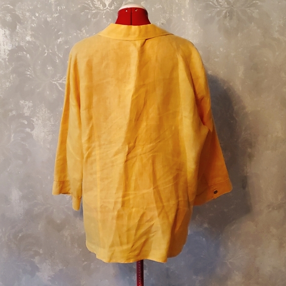 MARINA RINALDI yellow linen button down shirt - Picture 2 of 10